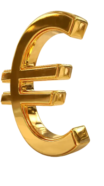 Glossy Gold Euro Currency Symbol