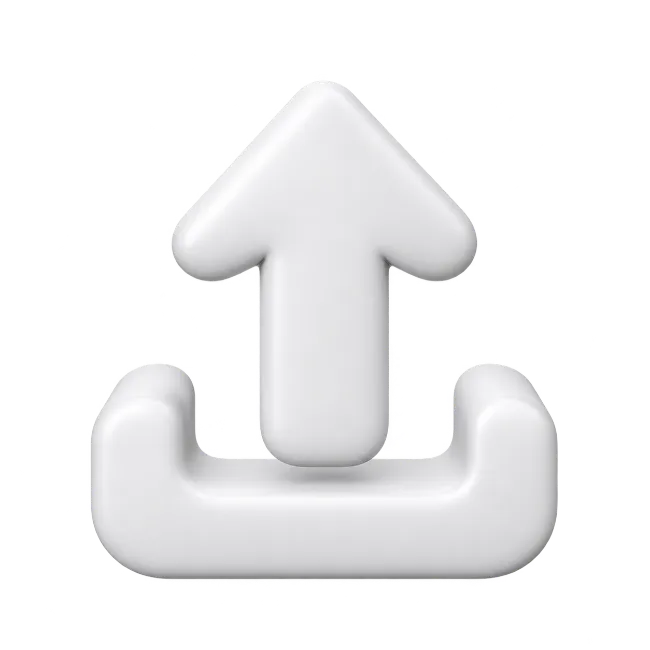 Glossy White 3D Upload Arrow Icon
