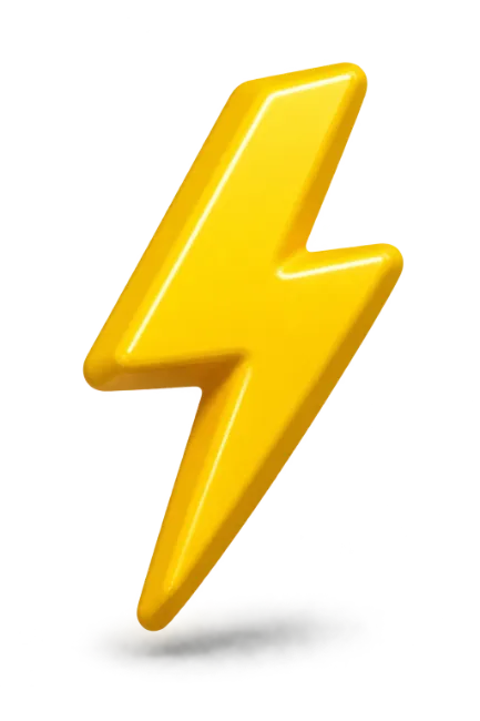 Glossy Yellow 3D Lightning Bolt Icon