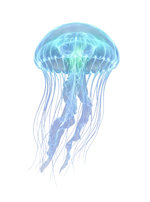 Glowing Blue Jellyfish Marine Animal