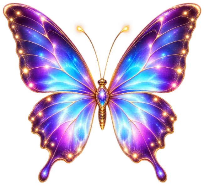 Glowing Cosmic Butterfly with Nebula Wings
