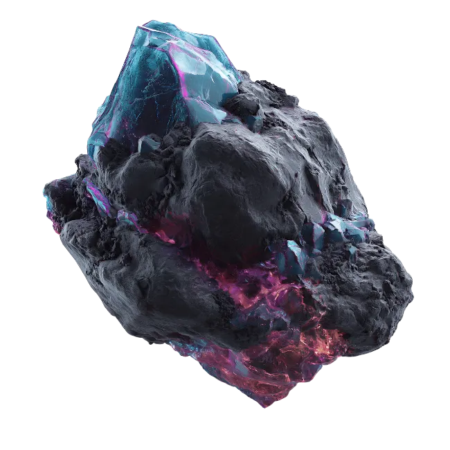 Glowing Crystal Rock with Blue and Purple Gemstones