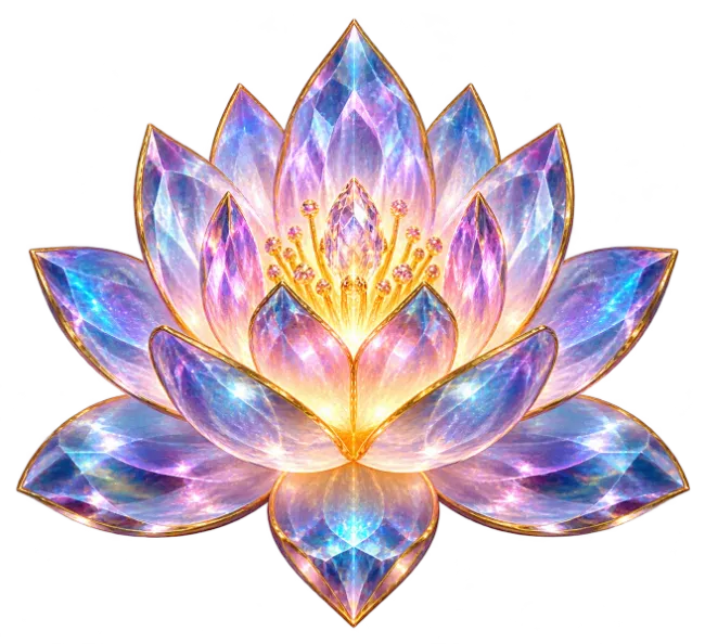 Glowing Crystalline Lotus Flower Illustration