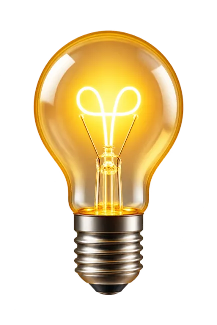 Glowing Yellow Incandescent Light Bulb with Screw Base