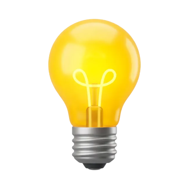 Glowing Yellow Light Bulb