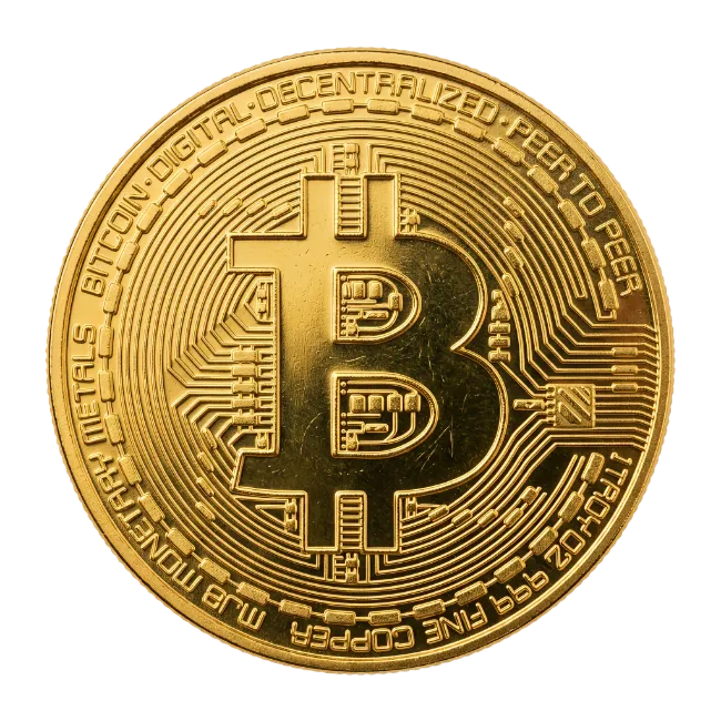 Gold Bitcoin cryptocurrency coin isolated
