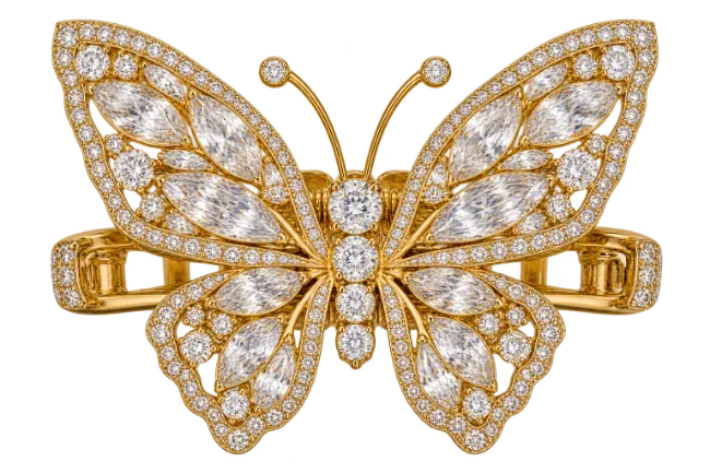 Gold Butterfly Ring with Diamonds