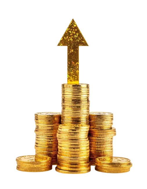 Gold Coins Stack with Arrow