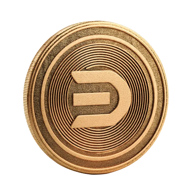 Gold Dash Cryptocurrency Coin with Circular Pattern