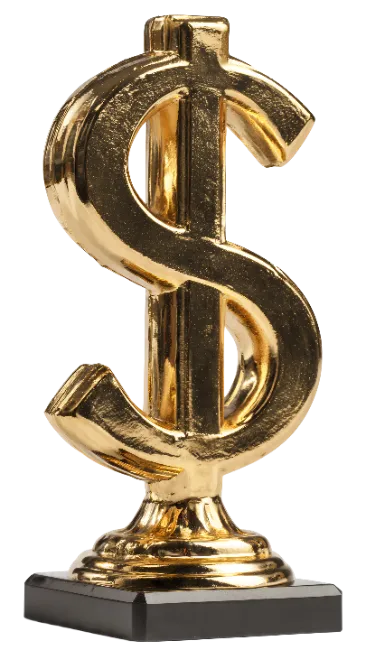 Gold Dollar Sign Trophy on Dark Base