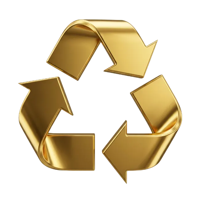 Gold Metal Recycle Symbol