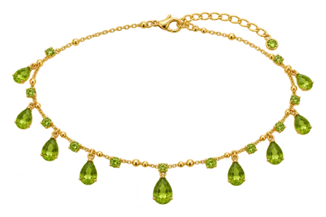 Gold Necklace with Green Gemstones