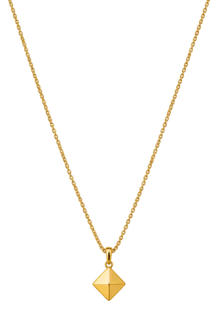 Gold Necklace with Square Pendant
