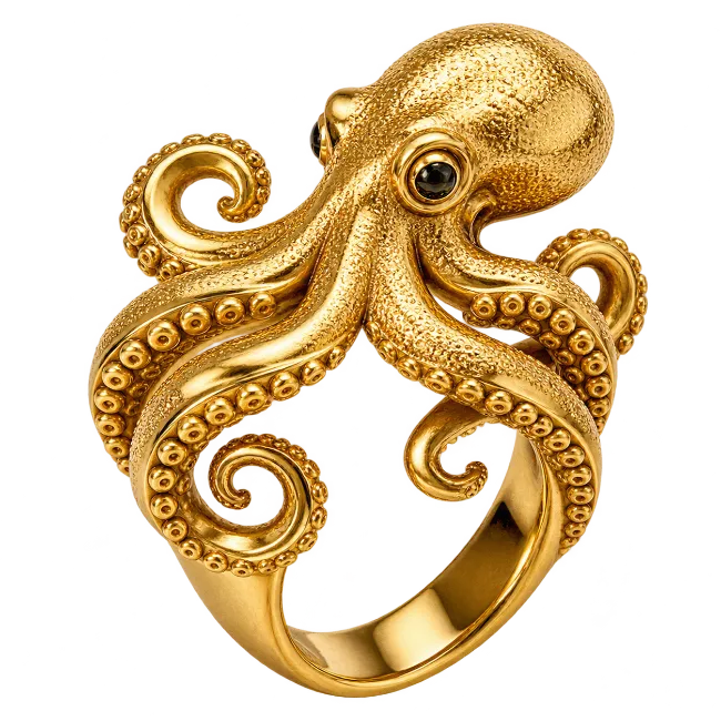 Gold Octopus Ring