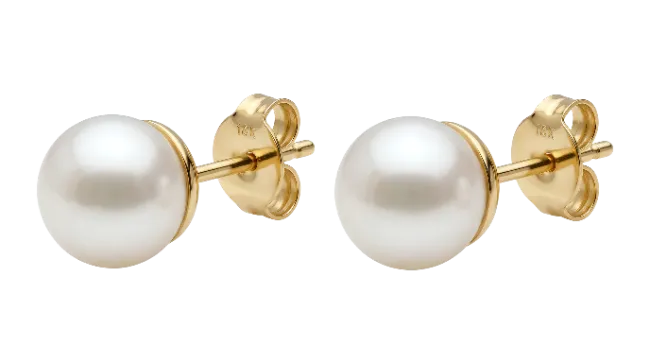 Gold Pearl Stud Earrings
