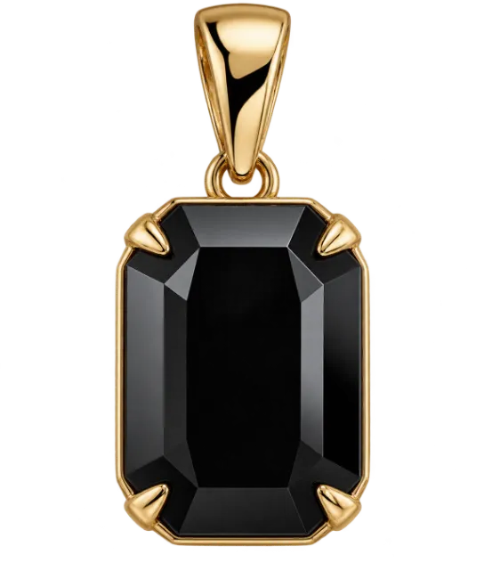 Gold Pendant with Black Gemstone