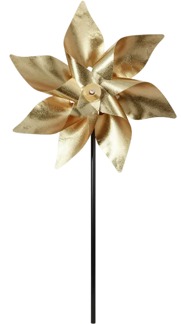 Gold Pinwheel Toy with Black Stick