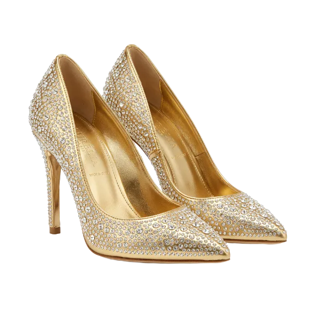 Gold Rhinestone High Heel Shoes