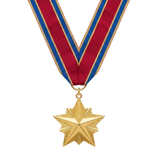 Gold Star Military Medal with Ribbon