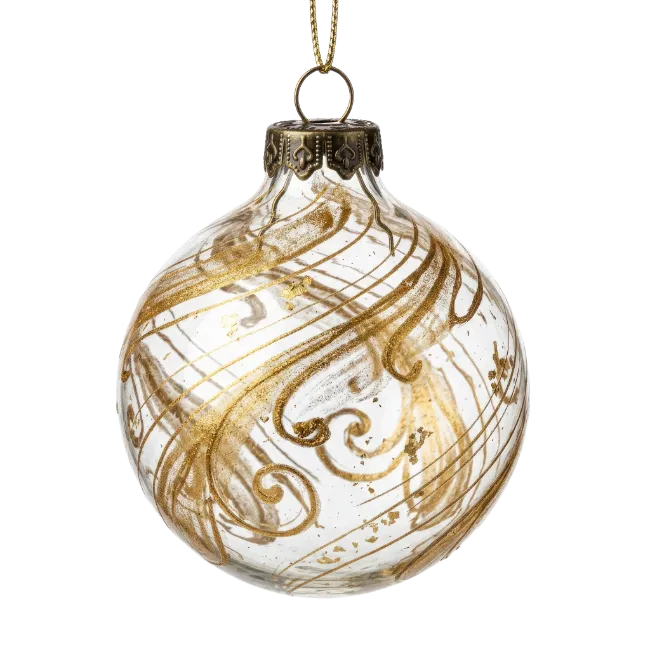 Gold Swirl Glass Christmas Ornament