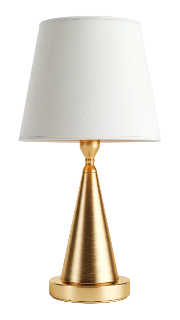 Gold Table Lamp with White Lampshade