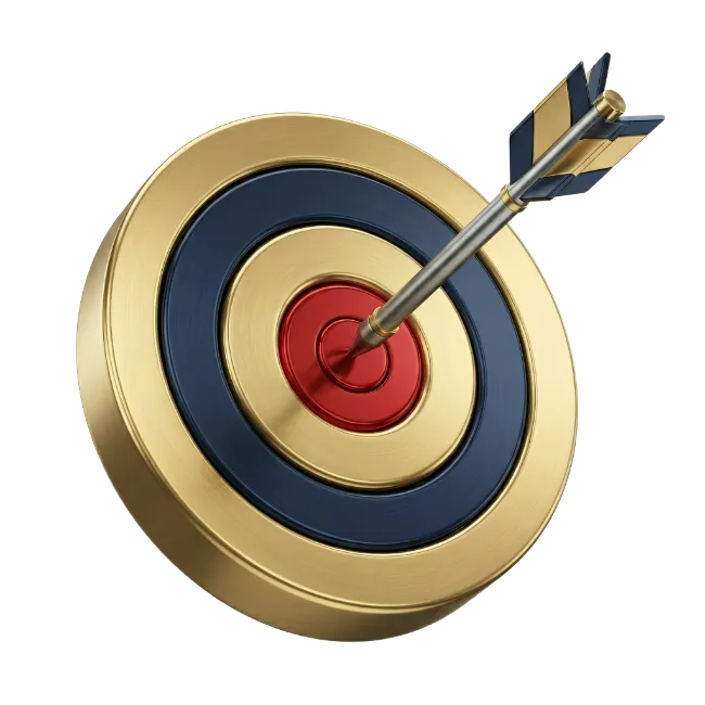 Gold Target with Bullseye and Arrow