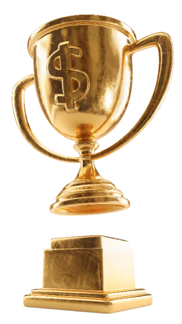 Gold Trophy Cup with Dollar Sign