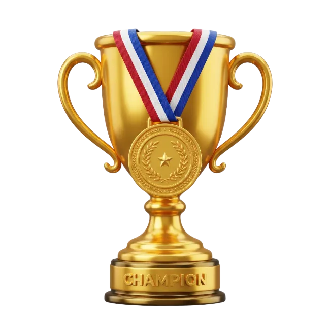 Gold Trophy Cup with Medal