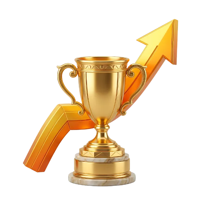 Gold Trophy Cup with Rising Arrow