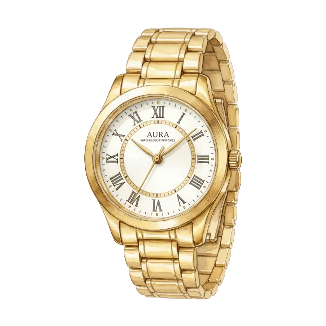 Gold Watch with Roman Numerals