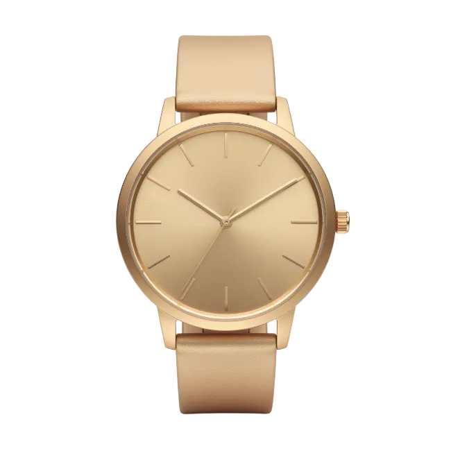 Gold Wristwatch with Leather Strap