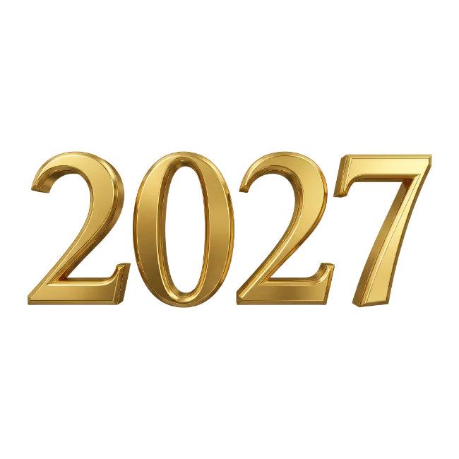 Golden 3D Number 2027 Typography