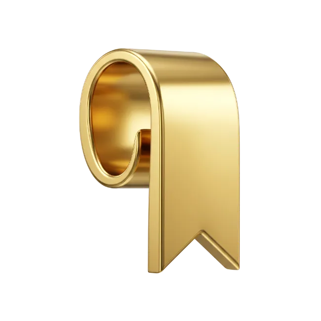 Golden Bookmark Icon 3D Render