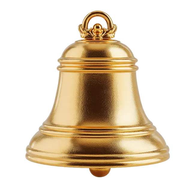 Golden Christmas Bell Isolated Stock Image
