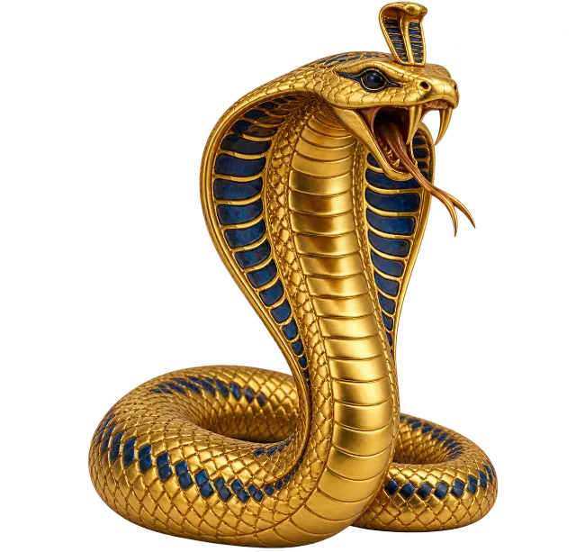 Golden Cobra Snake with Open Hood