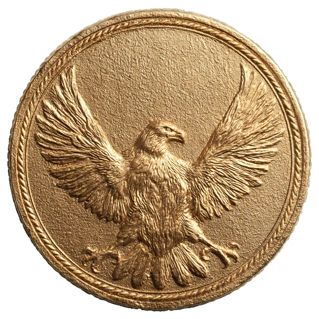 Golden Coin with Embossed Eagle Design