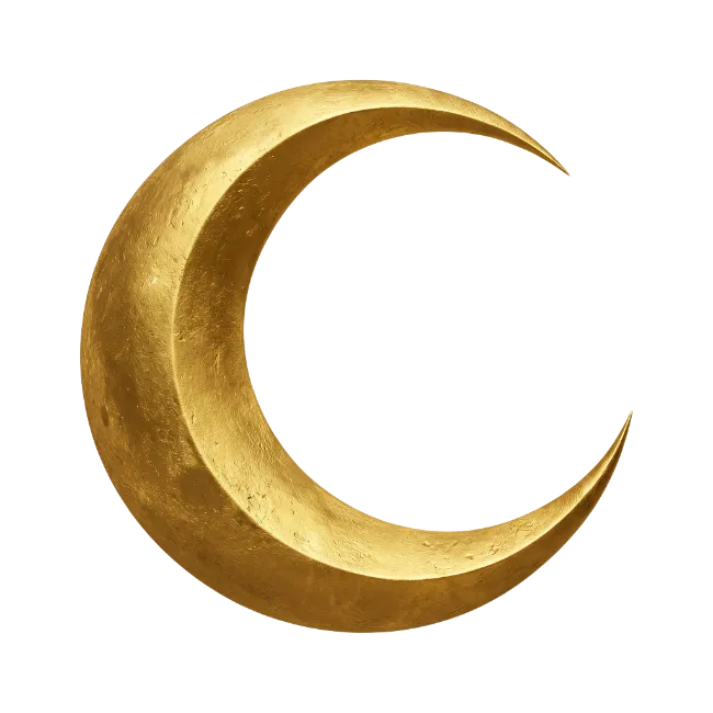 Golden Crescent Moon Illustration