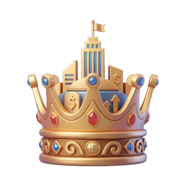 Golden Crown with Business and City Icons