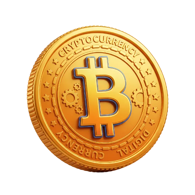 Golden Cryptocurrency Bitcoin Coin Isolated