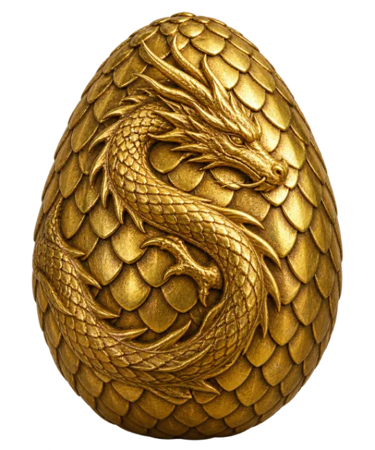 Golden Dragon Egg Fantasy Sculpture