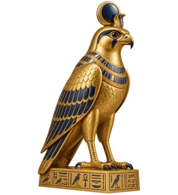 Golden Egyptian Horus Falcon Statue