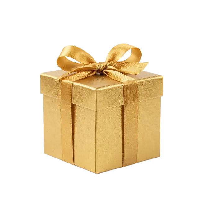 Golden Gift Box with Satin Ribbon