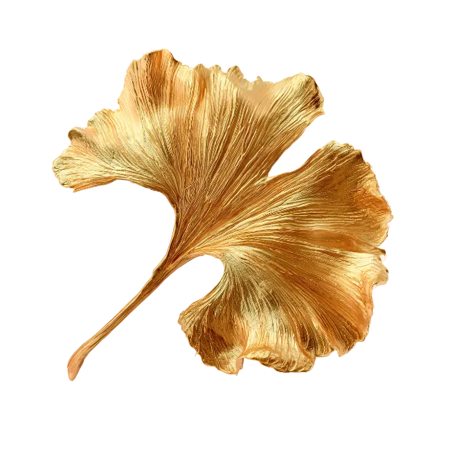 Golden Ginkgo Leaf on Dark Background