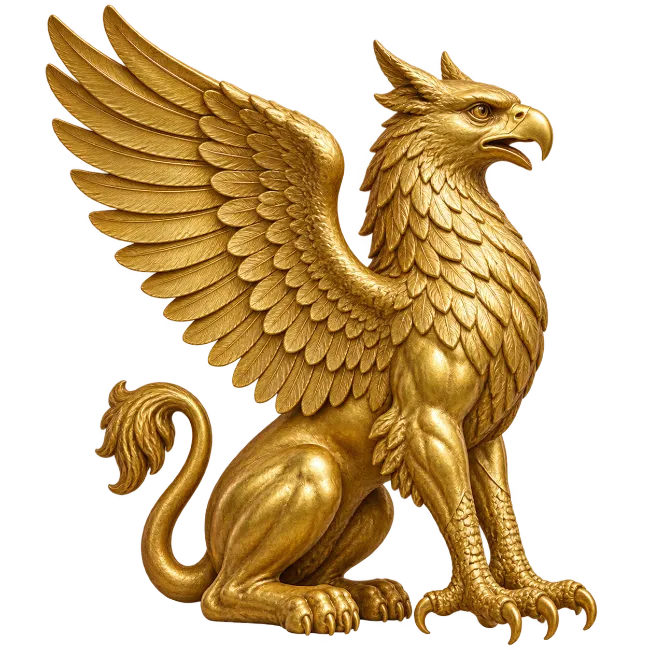 Golden Griffon Mythical Creature Statue