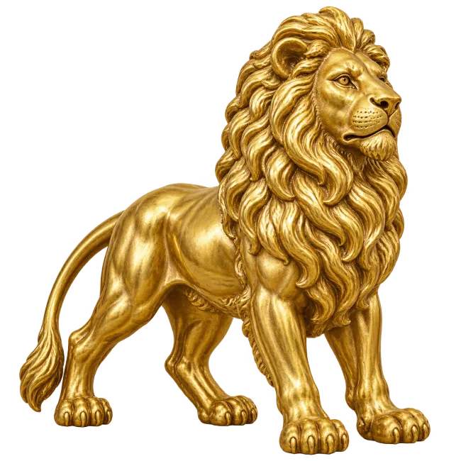 Golden Lion Statue Standing