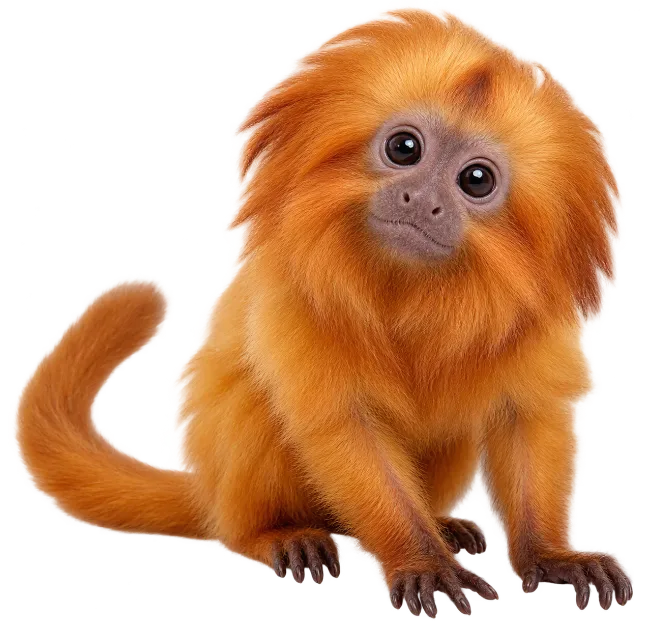 Golden Lion Tamarin Monkey with Bright Orange Fur