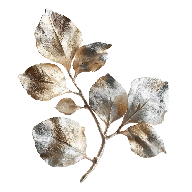 Golden Metallic Leafy Branch Sculpture