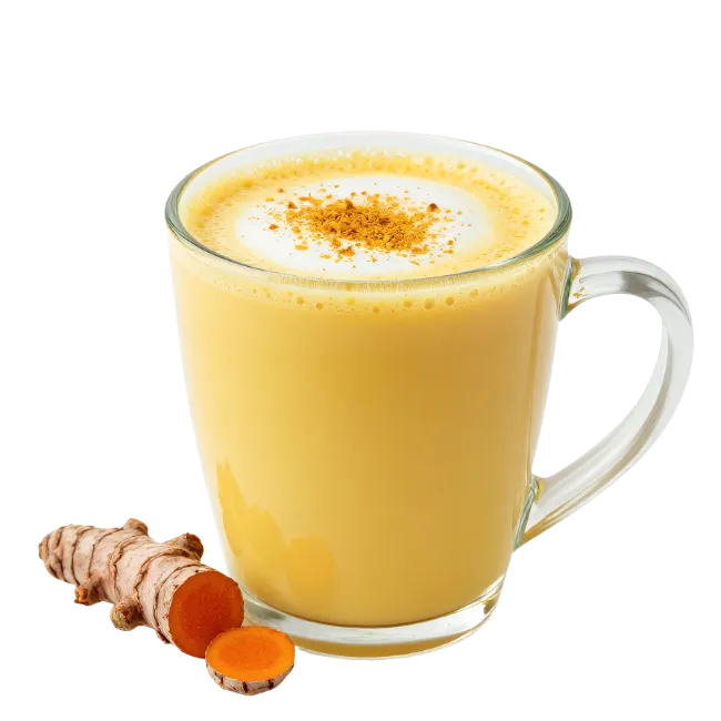 Golden Milk Turmeric Latte in Glass Mug