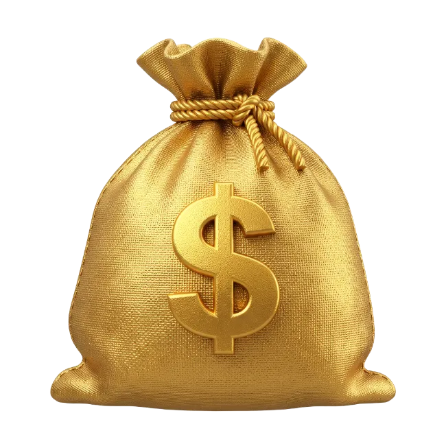 Golden Money Bag with Dollar Sign