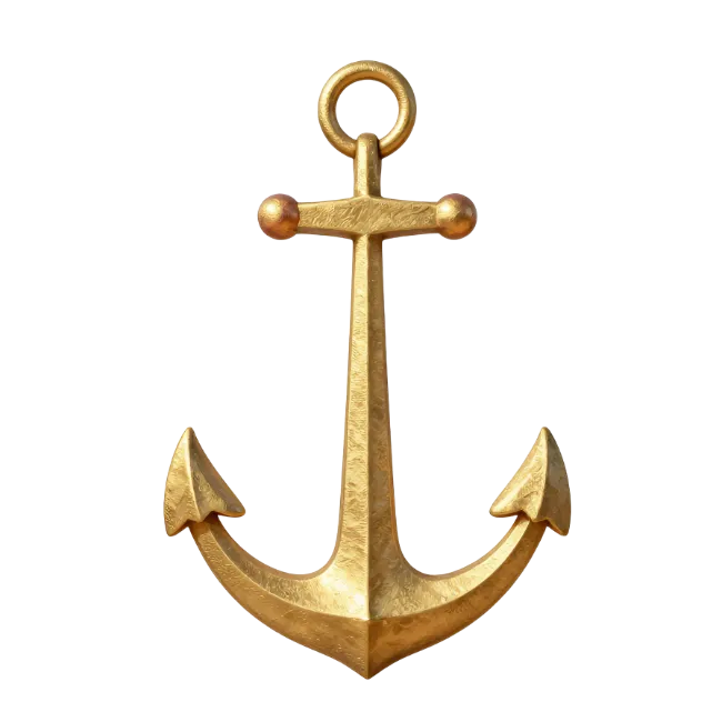 Golden Nautical Anchor Isolated